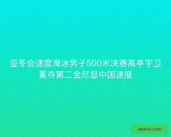 亚冬会速度滑冰男子500米决赛高亭宇卫冕夺第二金尽显中国速度
